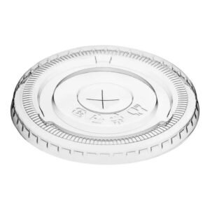 107mm Flat Lids with X-Shaped Slot for 32 oz Clear PET Cups-500 pcs