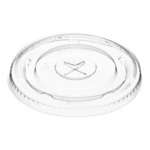 92mm Flat Lids with X-Shaped Slot for 5-12 oz Clear PET Cups-1000 pcs