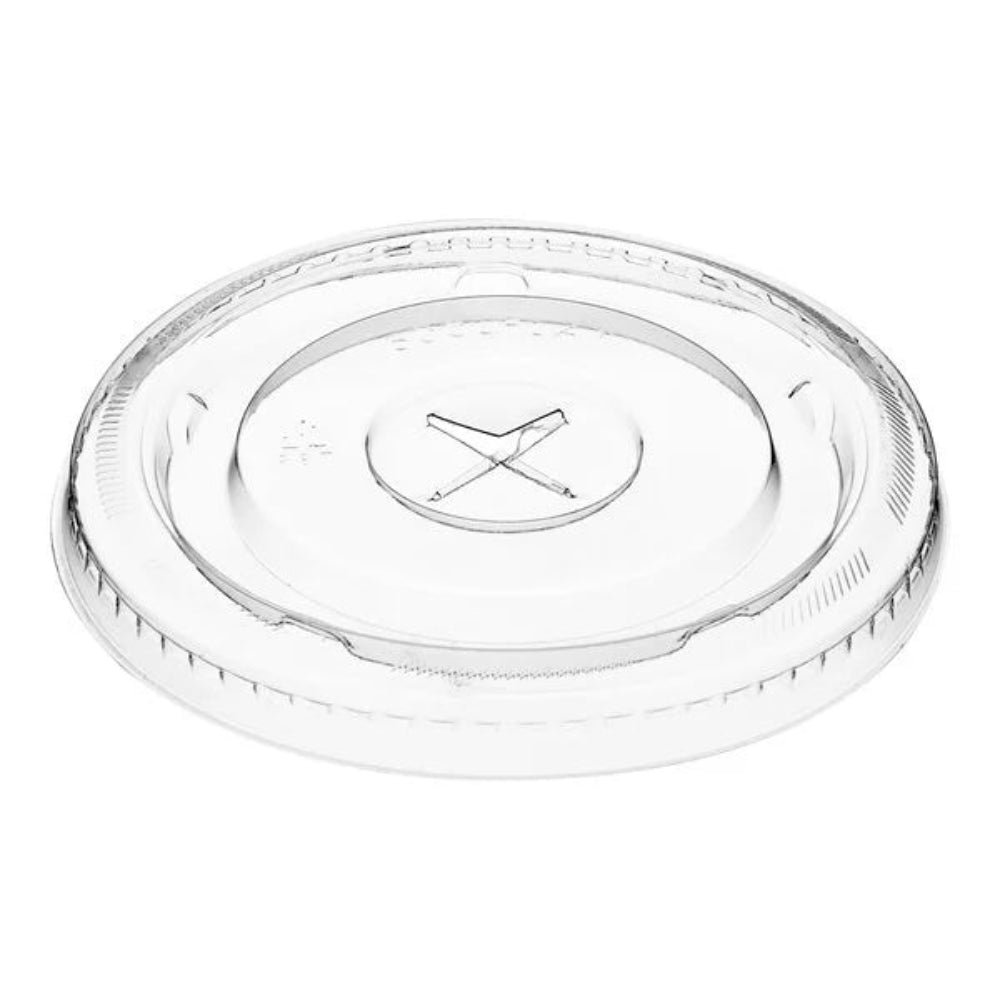 92mm Flat Lids with X-Shaped Slot for 5-12 oz Clear PET Cups-1000 pcs