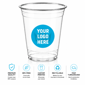 12 oz Custom Printed PET Clear Cups–1000/Case