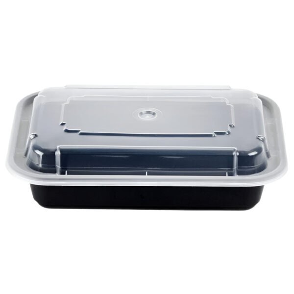 16 oz. Black Rectangular Microwavable Container with Lid-150 pcs