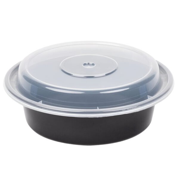 16 oz. Black Round Microwavable Container with Lid-150 pcs