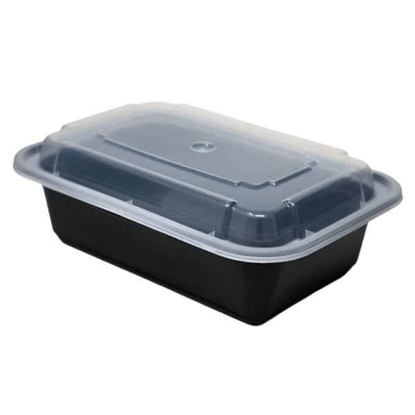 32 oz. Black Rectangular Microwavable Container with Lid-150 pcs