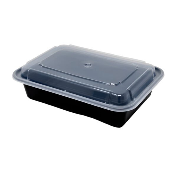 38 oz. Black Rectangular Microwavable Container with Lid-150 pcs