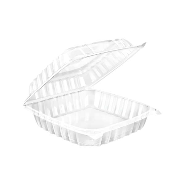 8" x 8" PET Clear Clamshell, 1 Compartment-250 pcs