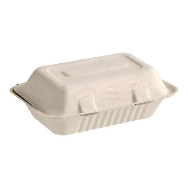 9" x 6" Bagasse Clamshell, 1 Compartment-250 pcs