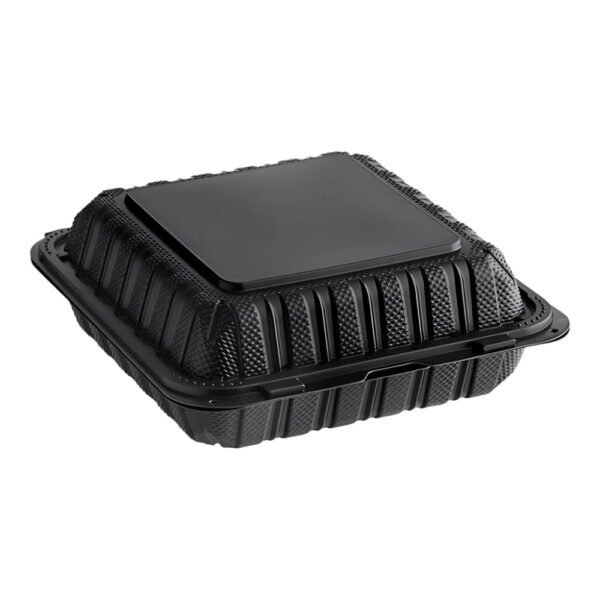 8"x 8" Black Mineral Clamshell, 1 Compartment-150 pcs