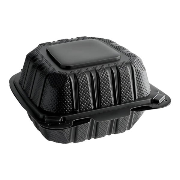 6"x 6" Black Mineral Clamshell, 1 Compartment-250 pcs