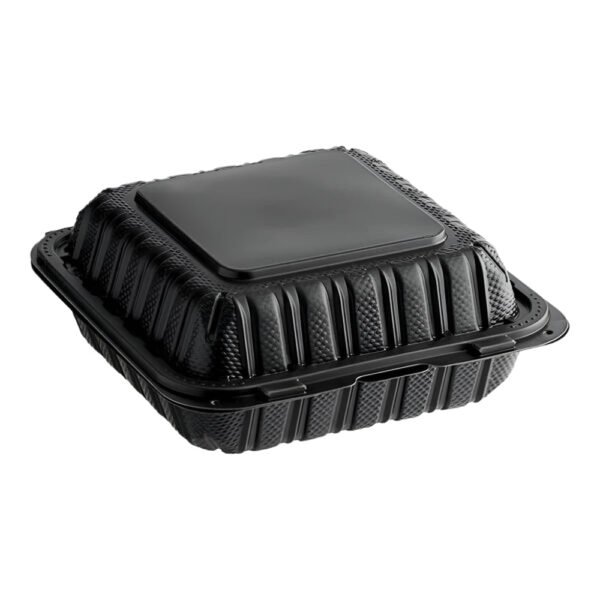 9"x 9" Black Mineral Clamshell, 1 Compartment-150 pcs