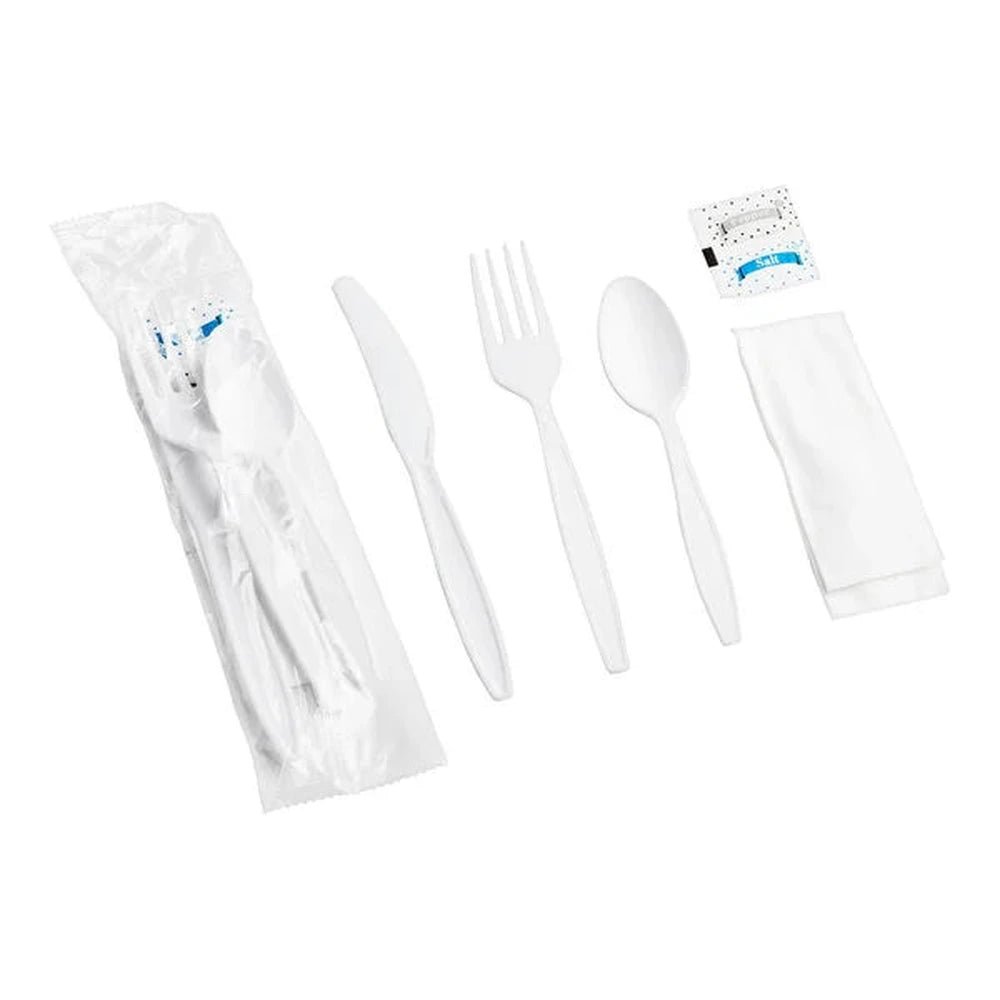 Cutlery 6/1 Medium Weight (Fork, Knife, Spoon, Napkin, Salt, Peper)-Black/White-500 pcs - Imagen 2