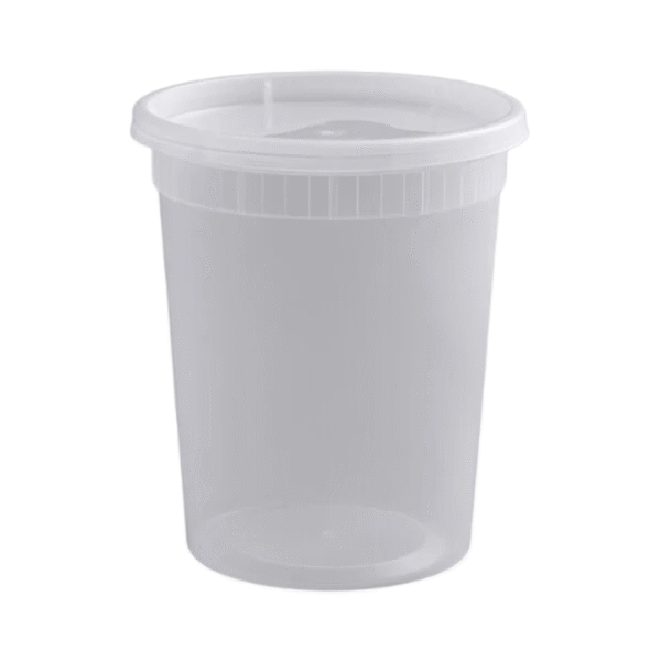 32 oz.Translucent Round Plastic Deli Container, Comes with Lid-250 pcs